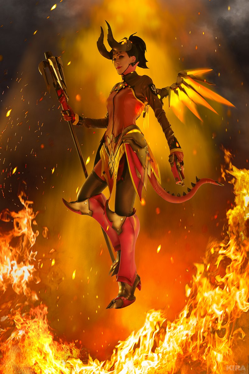 Галерея Дьяволица Ангел в огненном косплее по Overwatch - 1 фото