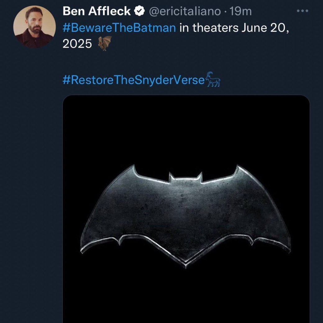 Галерея В Twitter создали «верифицированные» аккаунты и запостили лже-анонс «Бэтмена» - 2 фото
