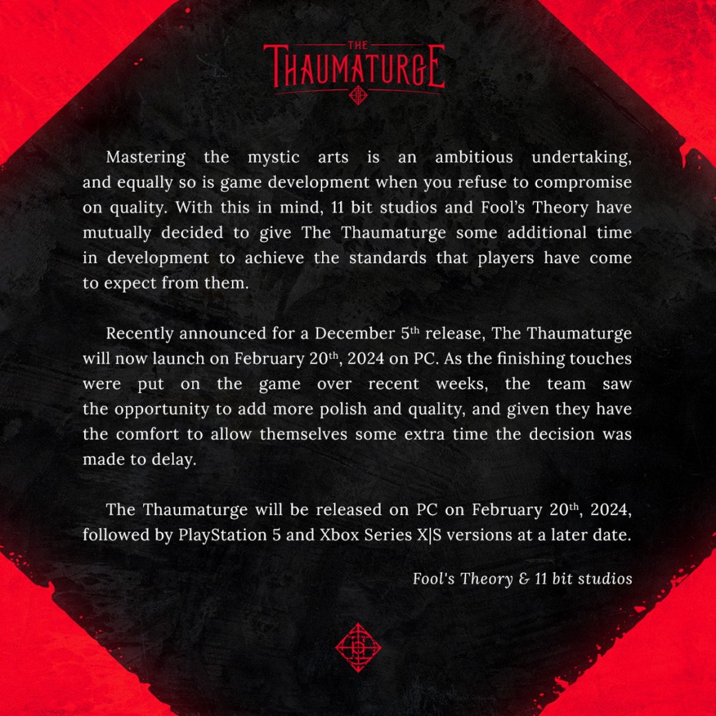 Релиз The Thaumaturge перенесли на февраль 2024 года — фото 1