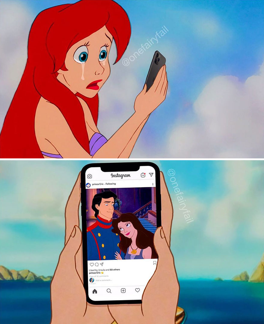 От «Мулан» до «Холодного сердца»: художник показал героев мультиков Disney с современными гаджетами — фото 3