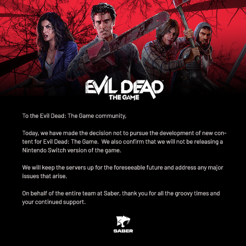 Авторы Evil Dead The Game объявили о прекращении контентной поддержки игры — фото 1