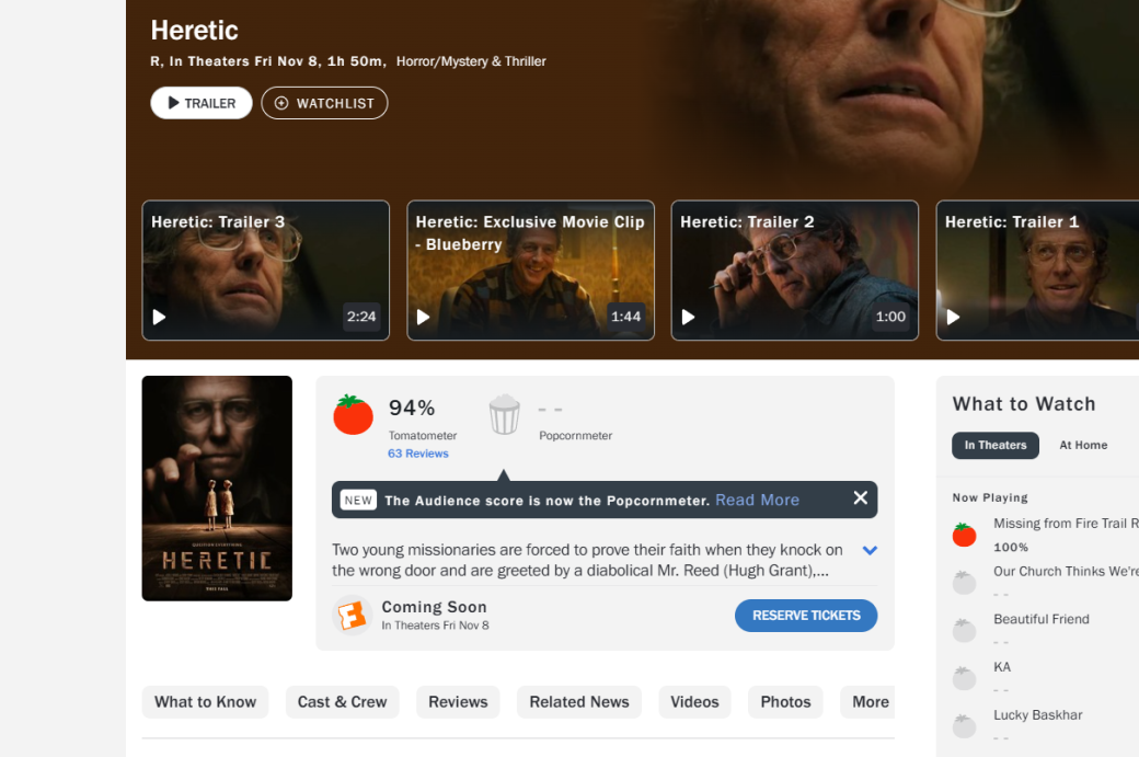 В сети появились новые оценки триллера «Еретик» с Хью Грантом — изображение 2