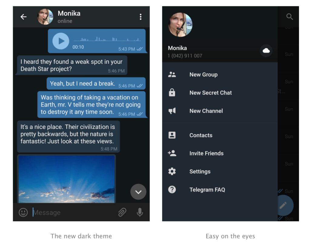 Галерея В Telegram для Android появились пользовательские темы оформления - 2 фото