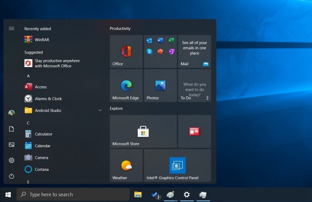 Осеннее обновление Windows 10 визуально отделит Центр уведомлений с меню «Пуск» от панели задач — фото 1