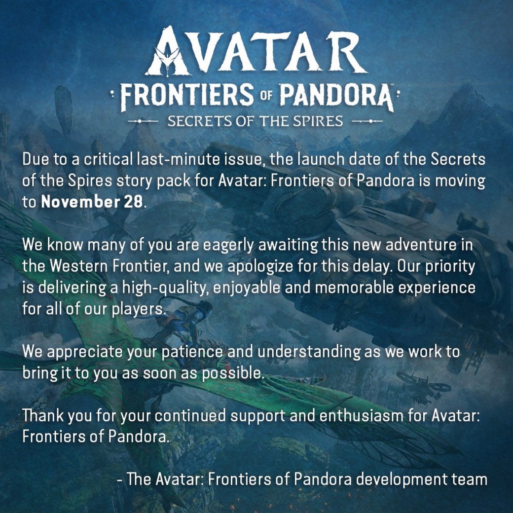 DLC для Avatar: Frontiers of Pandora сдвинули на 28 ноября — фото 1