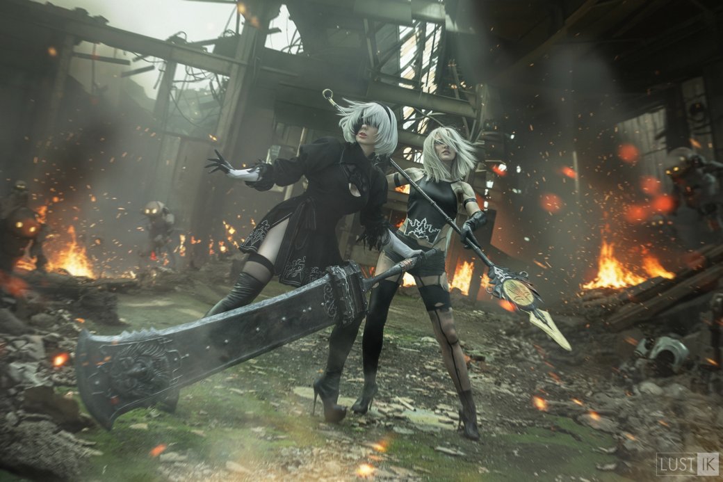 Галерея Модели снялись в эпичном парном косплее на 2B и A2 из Nier: Automata - 6 фото