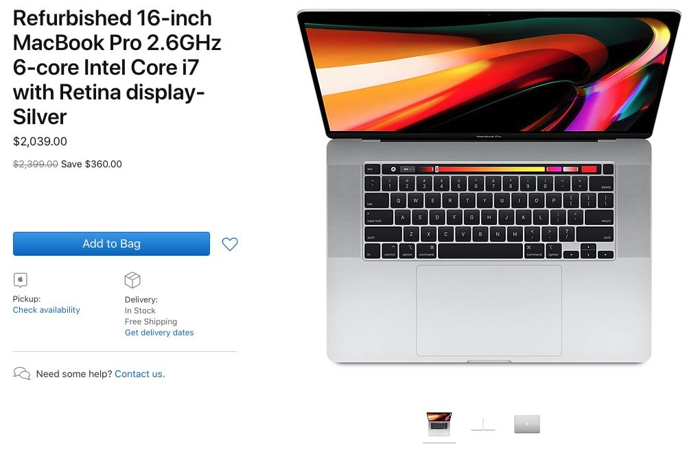 Apple начала продавать восстановленные 16-дюймовые MacBook Pro — фото 1