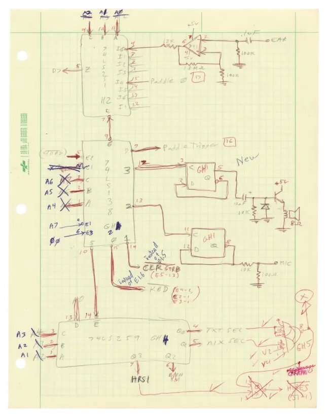 Галерея Схемы одного из первых компьютеров Apple Стива Возняка проданы за 630 тысяч долларов - 2 фото