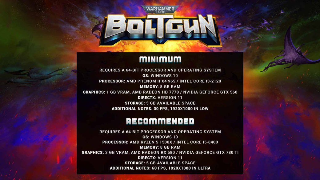 Авторы Warhammer 40000: Boltgun раскрыли системные требования игры — фото 1