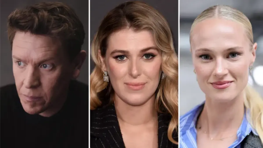 L-R: Sam Spruell, Honor Swinton Byrne &amp; Jessica MadsenPip/Getty Images