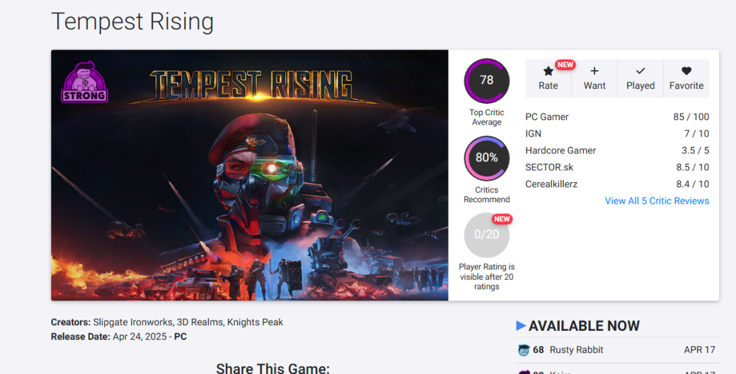 Tempest Rising, духовная наследница Command & Conquer, собирает тёплые оценки прессы — изображение 2
