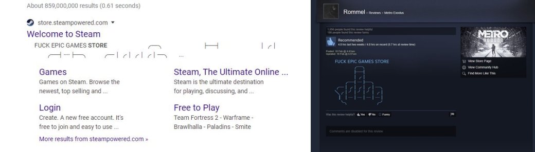 Описание Steam в Google сегодня выглядело так: «F*ck Epic Games Store» — фото 1