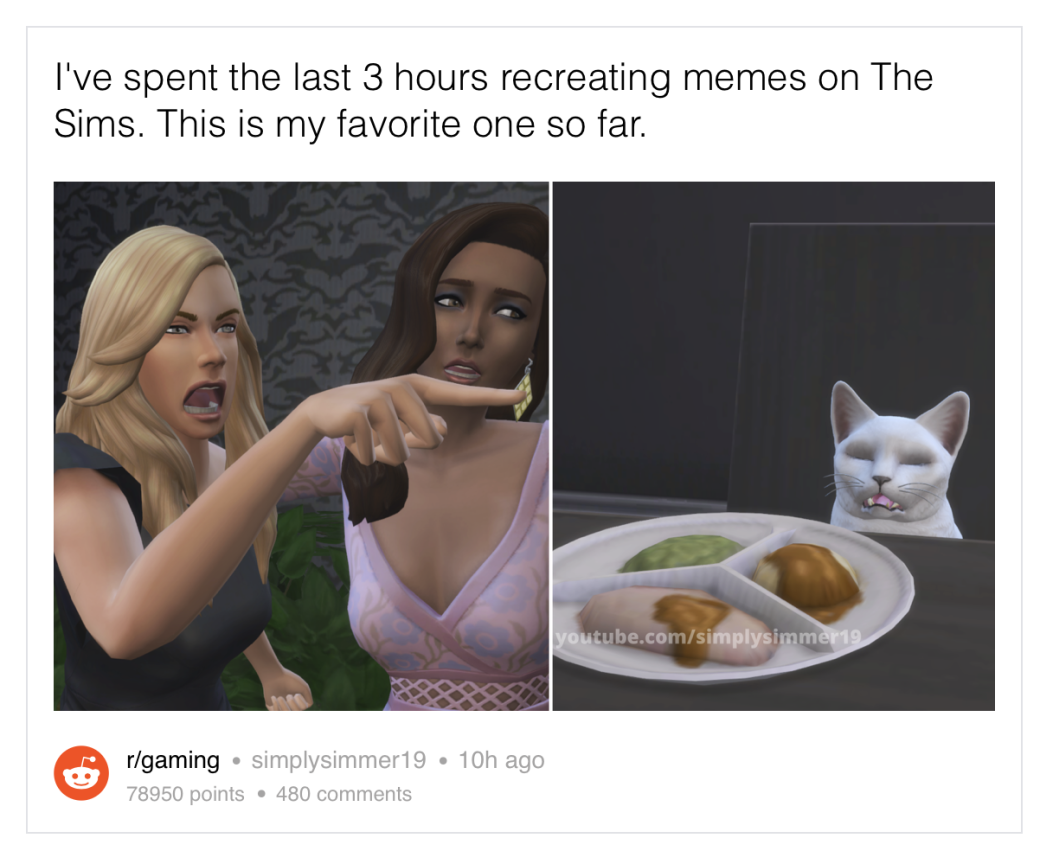 Девушка-геймер воссоздала известный мем в The Sims 4 — фото 1