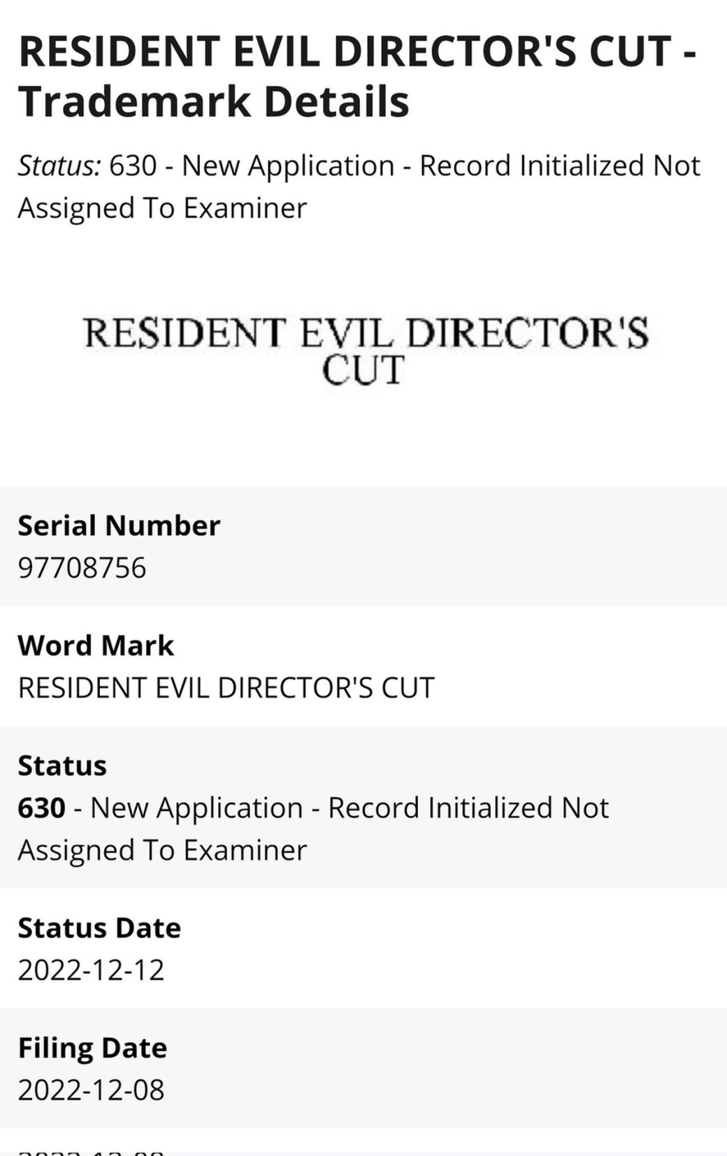 Галерея Capcom зарегистрировала торговую марку Resident Evil Director's Cut - 2 фото