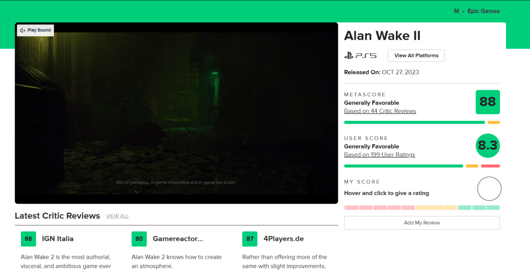 Галерея Появились первые пользовательские оценки Alan Wake 2 - 3 фото