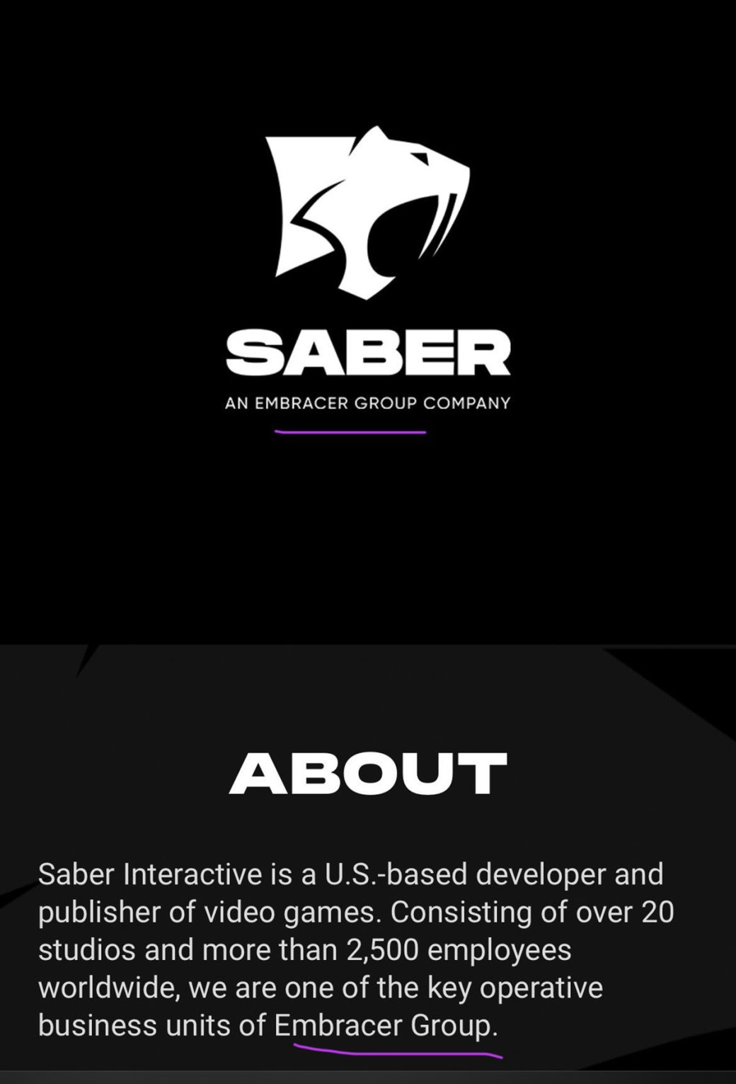 Галерея Saber Interactive убрала упоминания холдинга Embracer с официального сайта - 3 фото