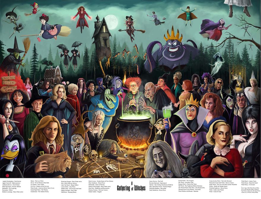 Галерея Художник спрятал сотни отсылок на постерах с призраками, ведьмами и персонажами Стивена Кинга - 6 фото