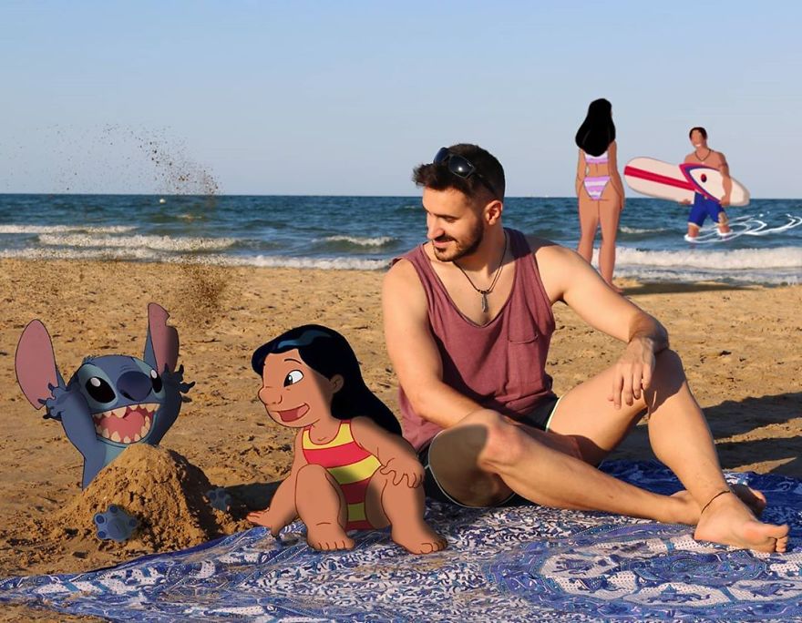 Находка: парень добавляет героев Disney на свои фото и создает новые сюжеты — изображение 12