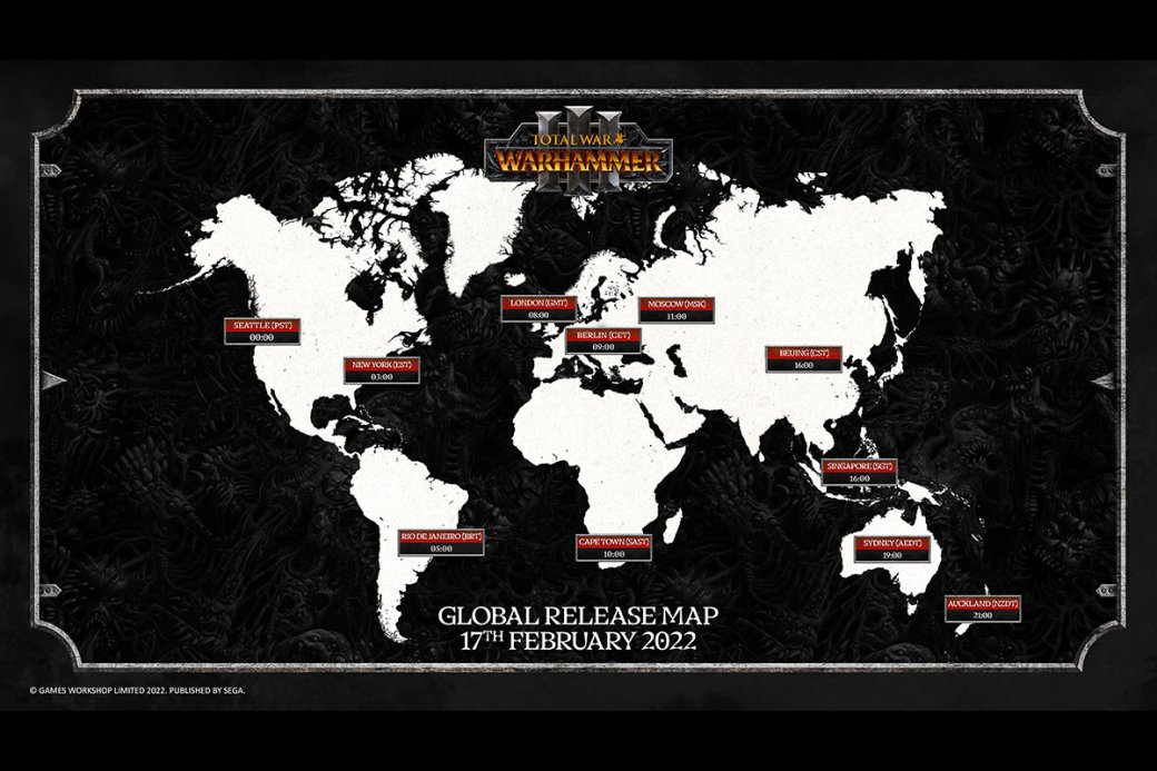 Создатели Total War: Warhammer III вывесили график выхода игры во всём мире — фото 1