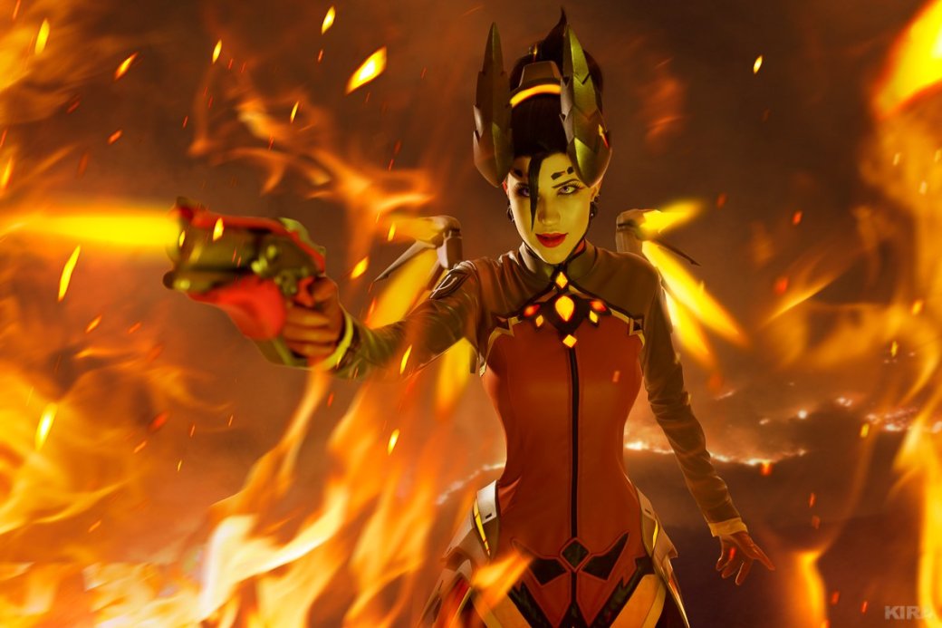 Галерея Дьяволица Ангел в огненном косплее по Overwatch - 1 фото
