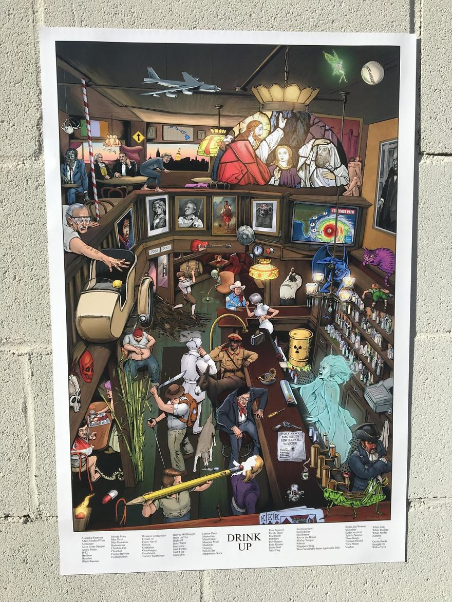 Галерея Художник спрятал сотни отсылок на постерах с призраками, ведьмами и персонажами Стивена Кинга - 4 фото