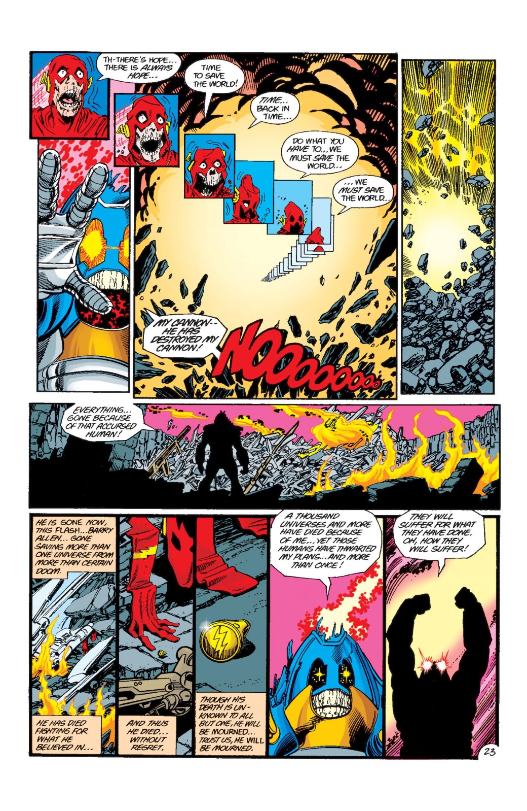 _Знаменитая страница со смертью Барри Аллена из Crisis on Infinite Earths #8_