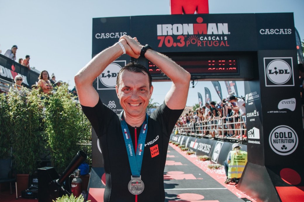 Степан Шульга на триатлоне Ironman 70.3 Cascais