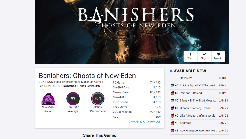 Галерея Критики тепло встретили Banishers: Ghosts of New Eden от Donʼt Nod - 2 фото