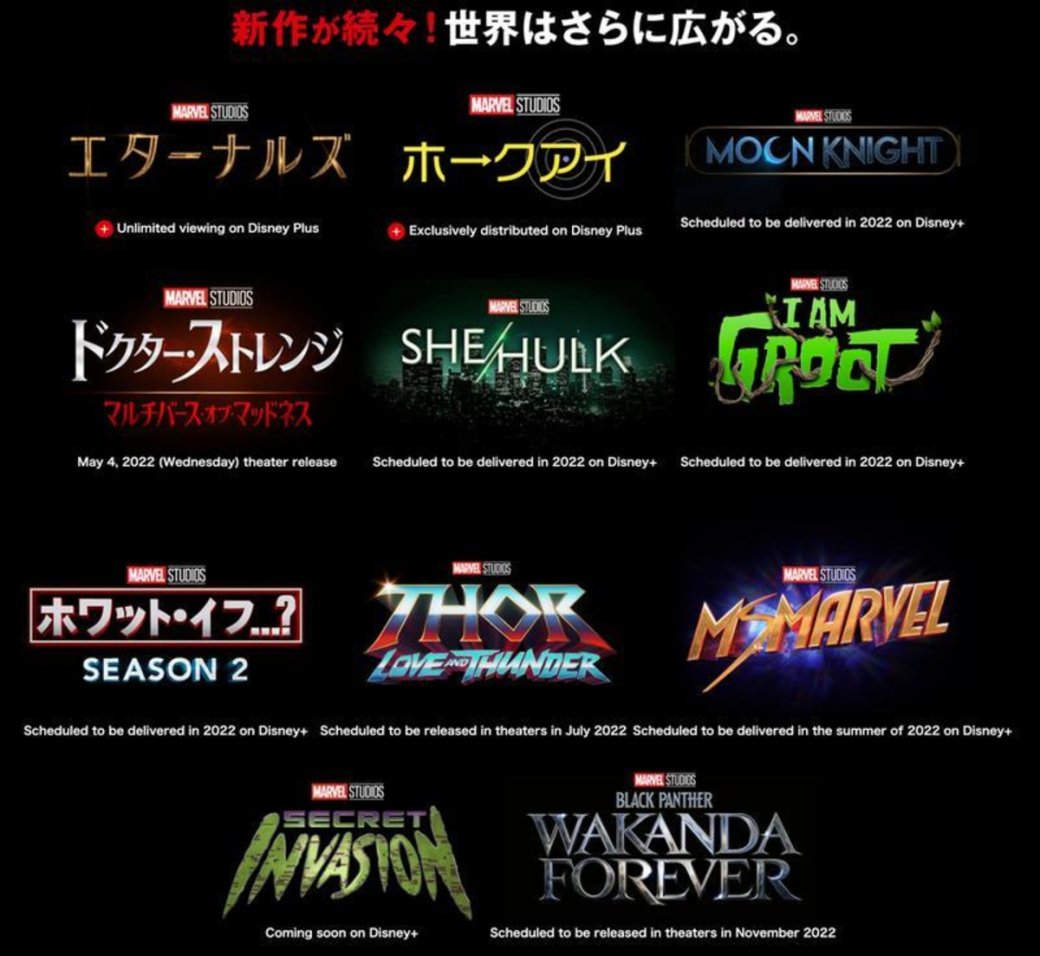 Японский сайт Marvel представил график релизов на 2022 год — фото 1