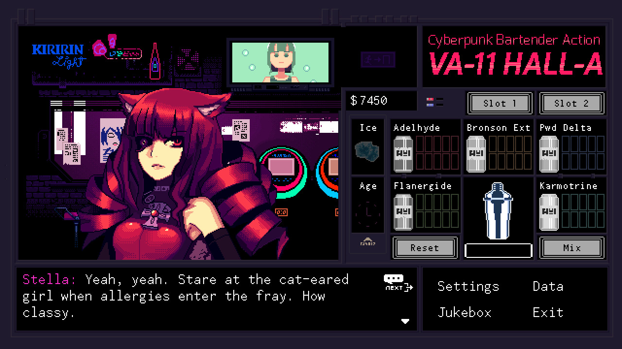 VA-11 Hall-A: Cyberpunk Bartender Action — скриншот 1
