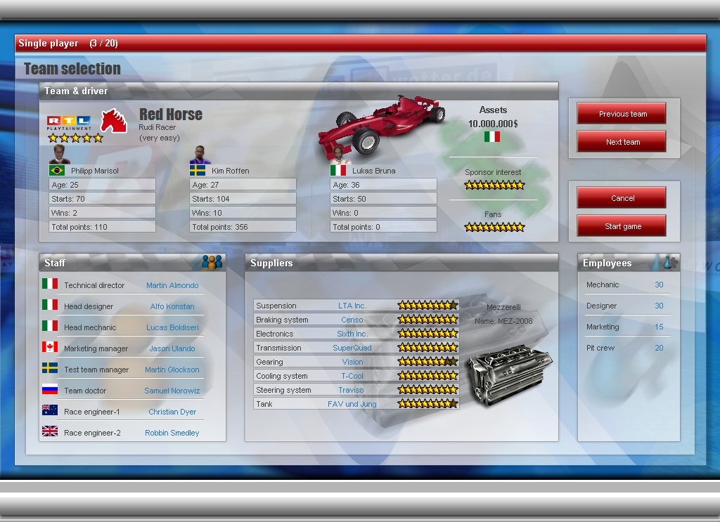 RTL Racing Team Manager — скриншот 2