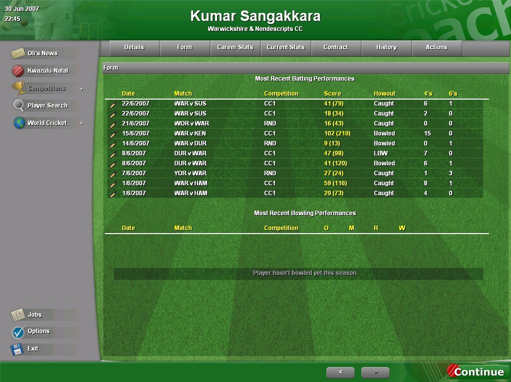 Cricket Coach 2007 — скриншот 1
