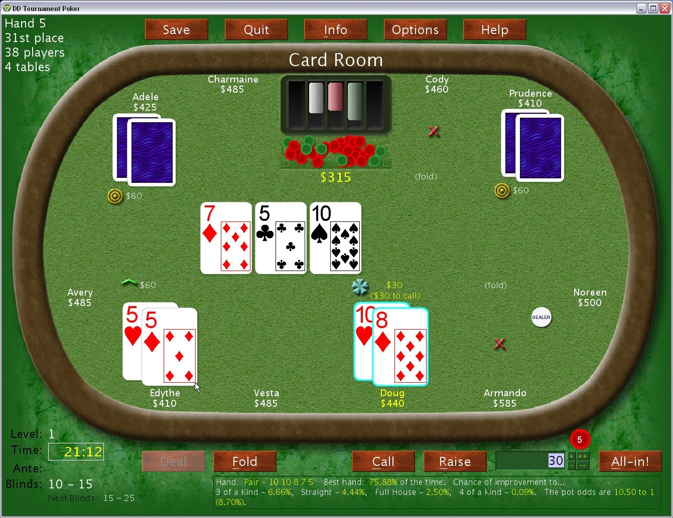 DD Tournament Poker: No Limit Texas Hold'em - кадр 13