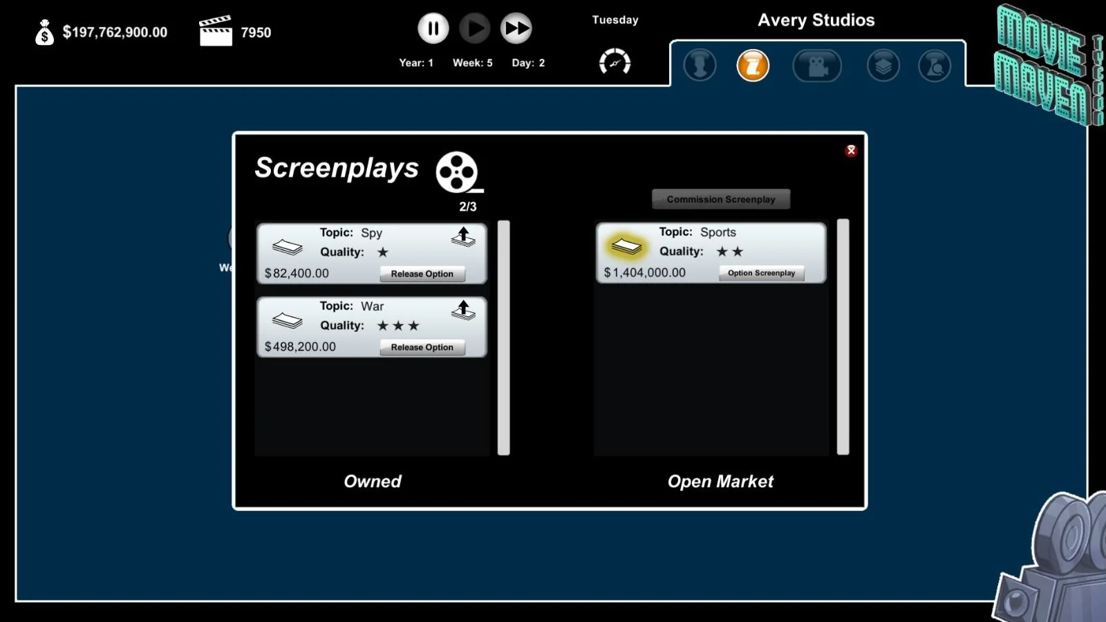 Movie Maven: A Tycoon Game - кадр 5