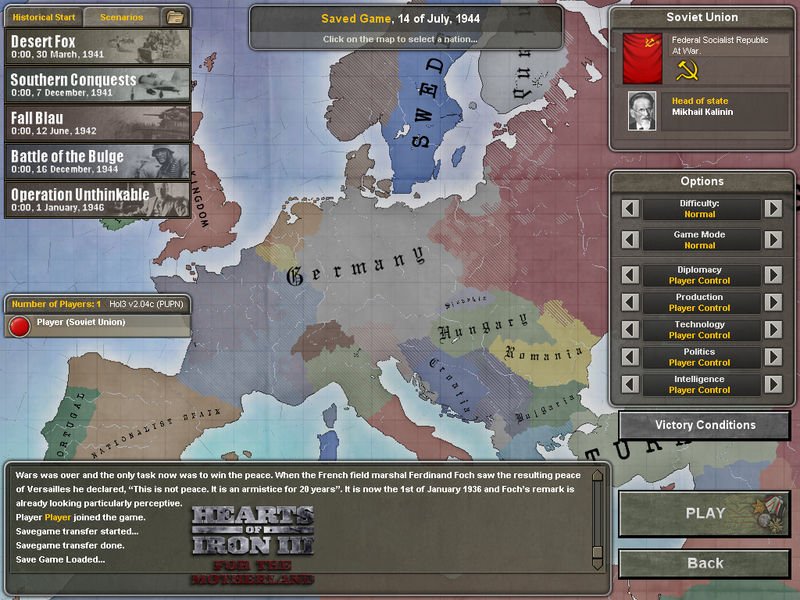 Hearts of Iron 3: For the Motherland — скриншот 1