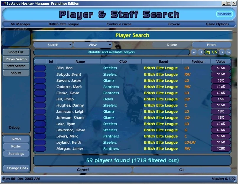 NHL Eastside Hockey Manager - кадр 1