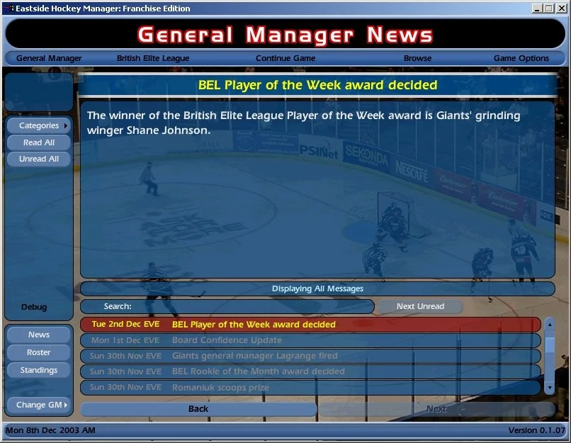 NHL Eastside Hockey Manager - кадр 8