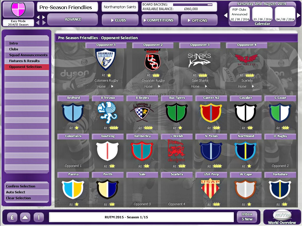 Rugby Union Team Manager 2015 — скриншот 4