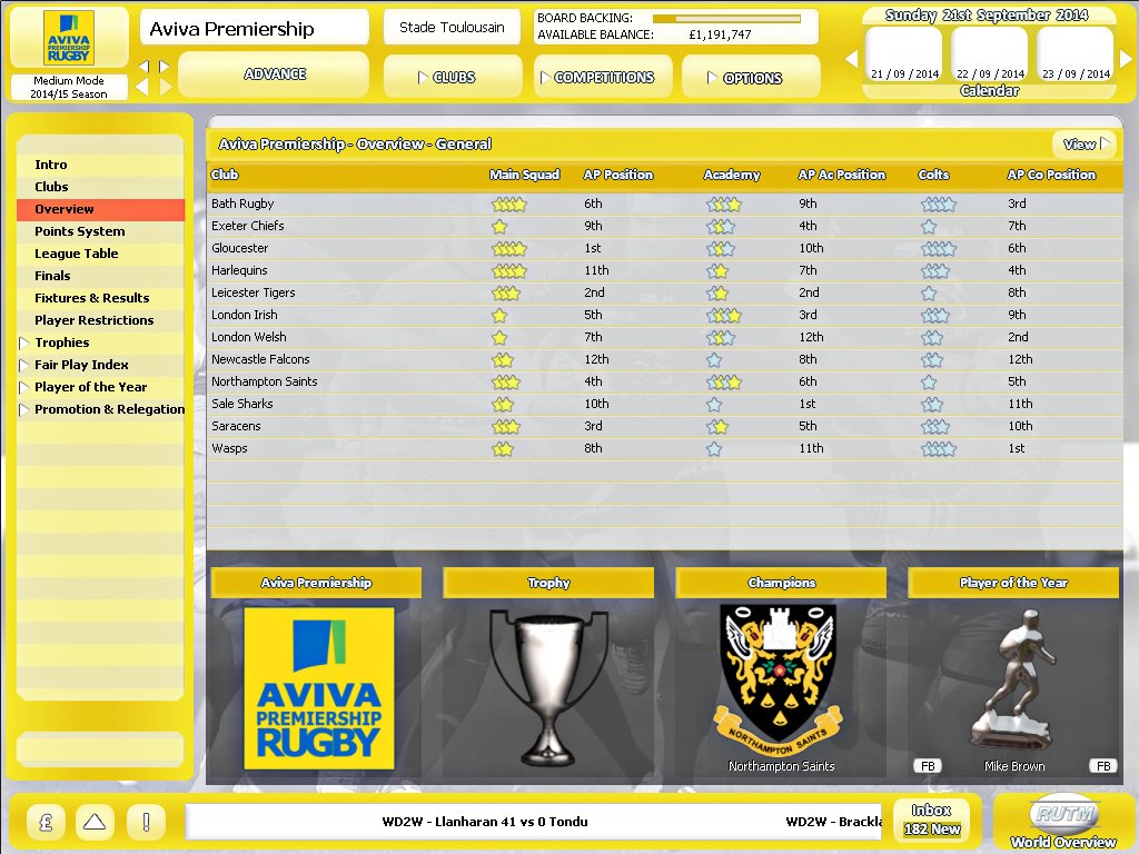 Rugby Union Team Manager 2015 — скриншот 7