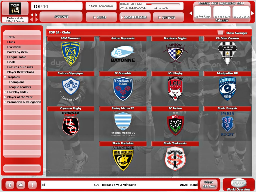 Rugby Union Team Manager 2015 — скриншот 6