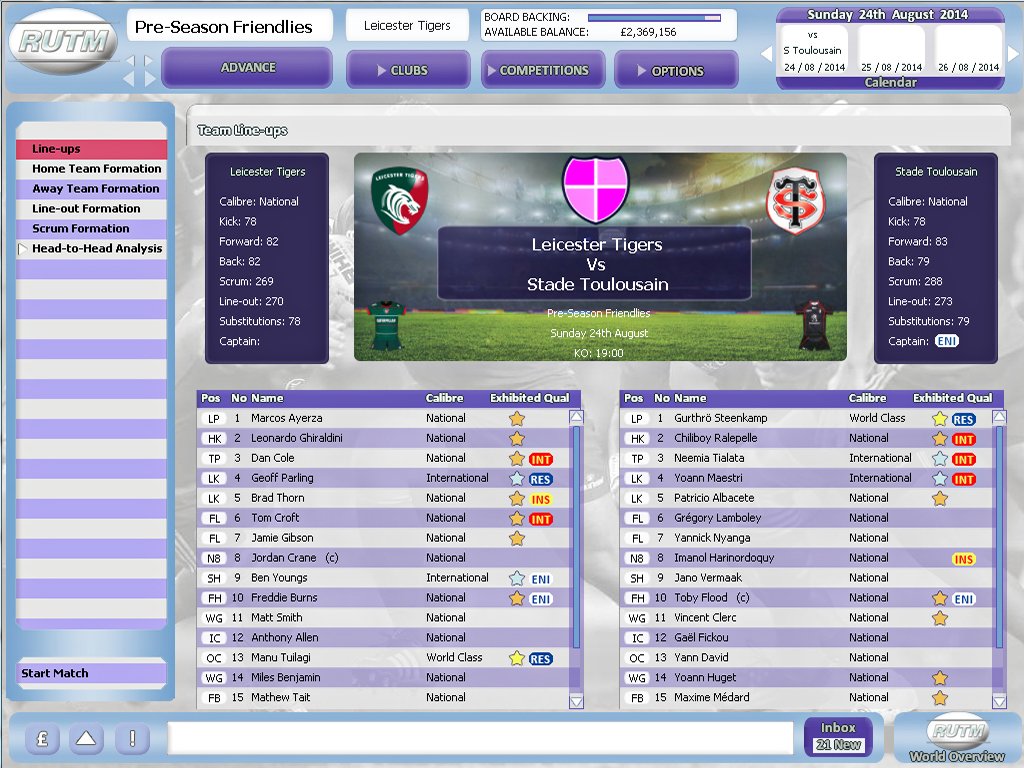 Rugby Union Team Manager 2015 — скриншот 8