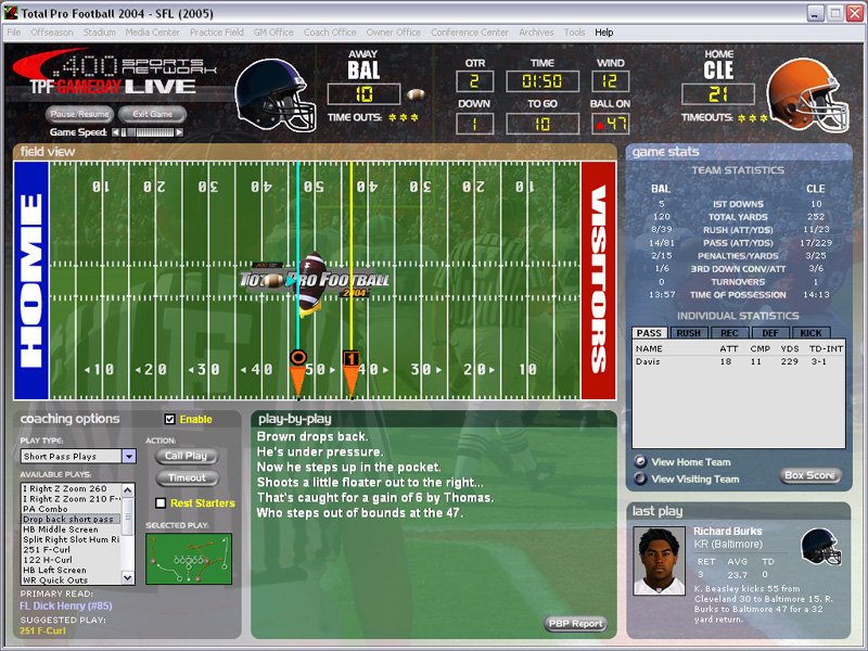 Total Pro Football 2004 — скриншот 8