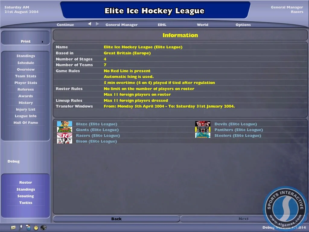 NHL Eastside Hockey Manager 2005 – обзоры и оценки, описание, даты выхода  DLC, официальный сайт игры