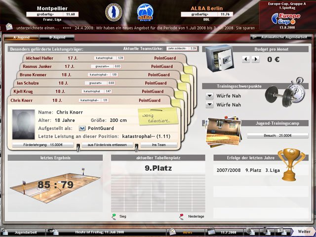 DSF Basketballmanager 2008 — скриншот 6