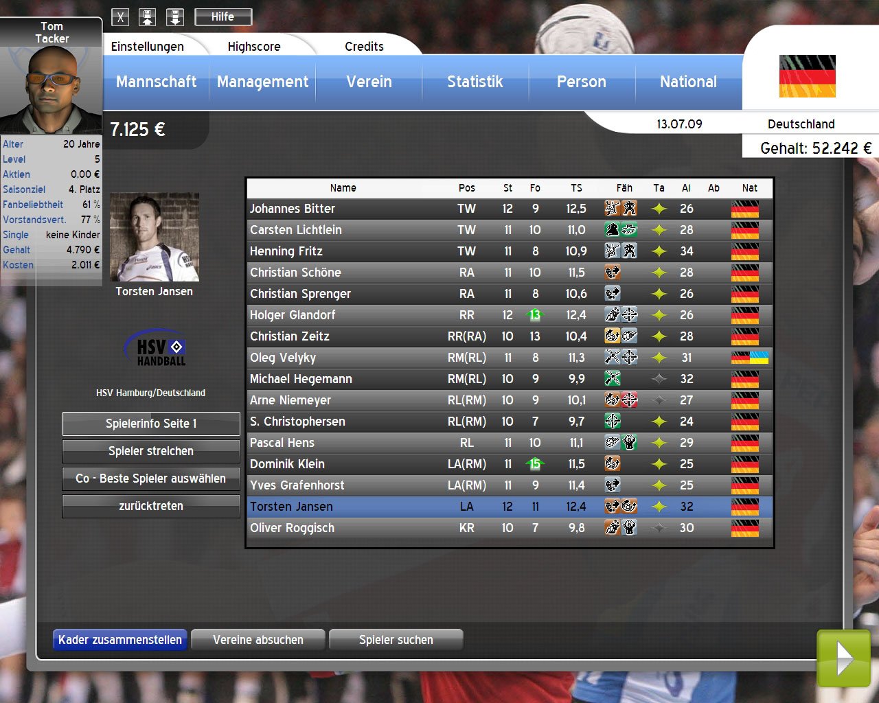 Handball Manager 2010 — скриншот 1
